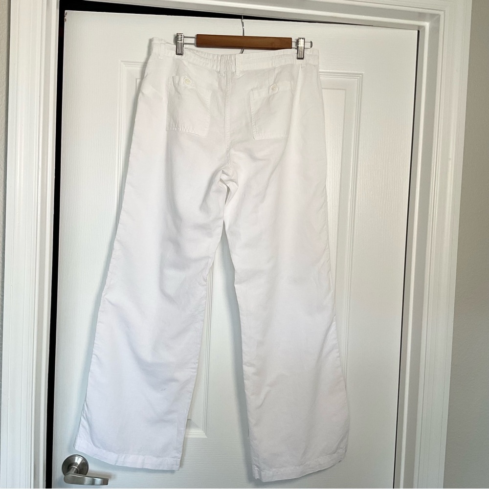 GAP White Drawstring linen blend pants - Women’s Relaxed Straight Leg - Picture 4 of 8